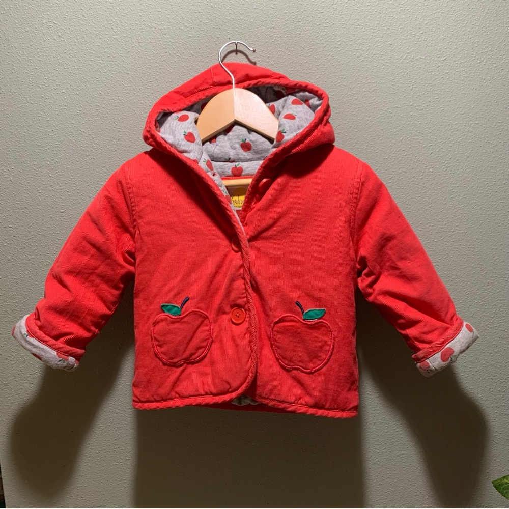 🍎 Baby Boden // Red Corduroy Jacket with Apple Pockets - Size 12-18 months
